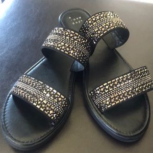 Black Sandals with Rhinestones- Size 8 New